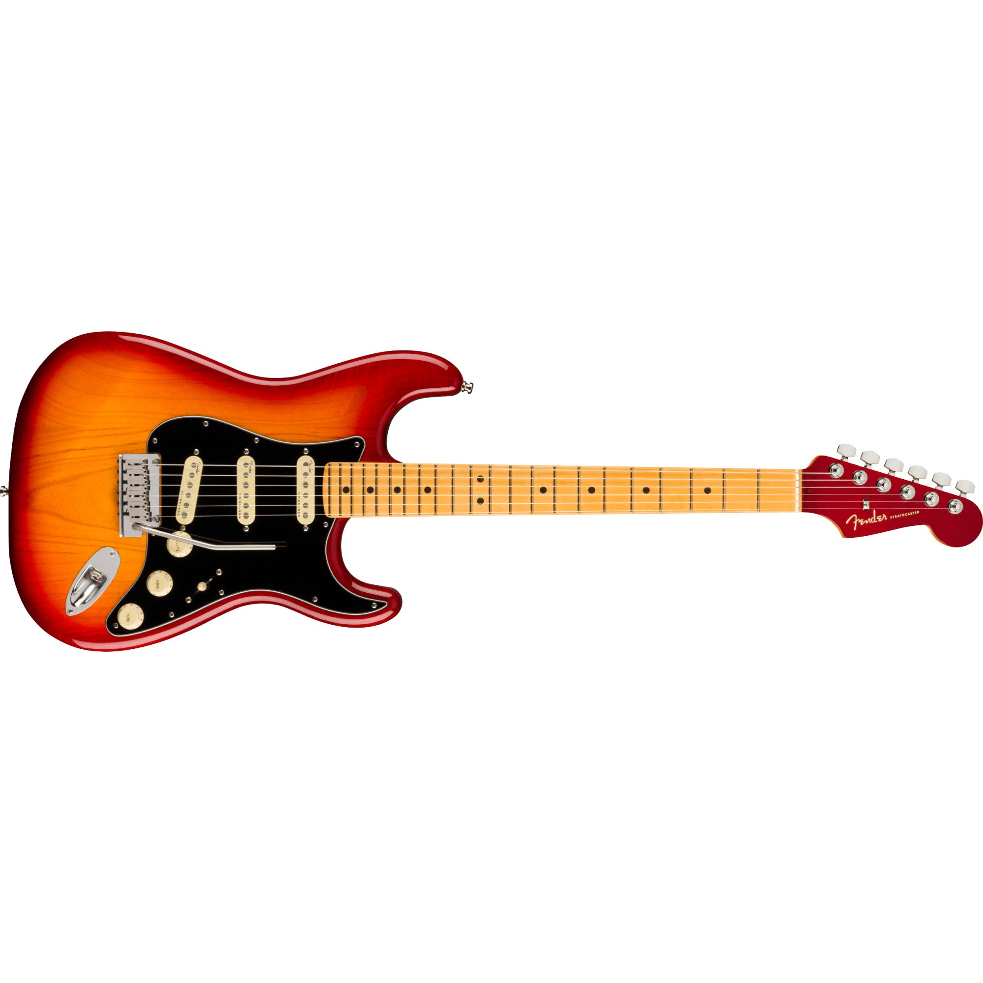 Fender, American Ultra Luxe Stratocaster Electric Guitar, Plasma Red Burst