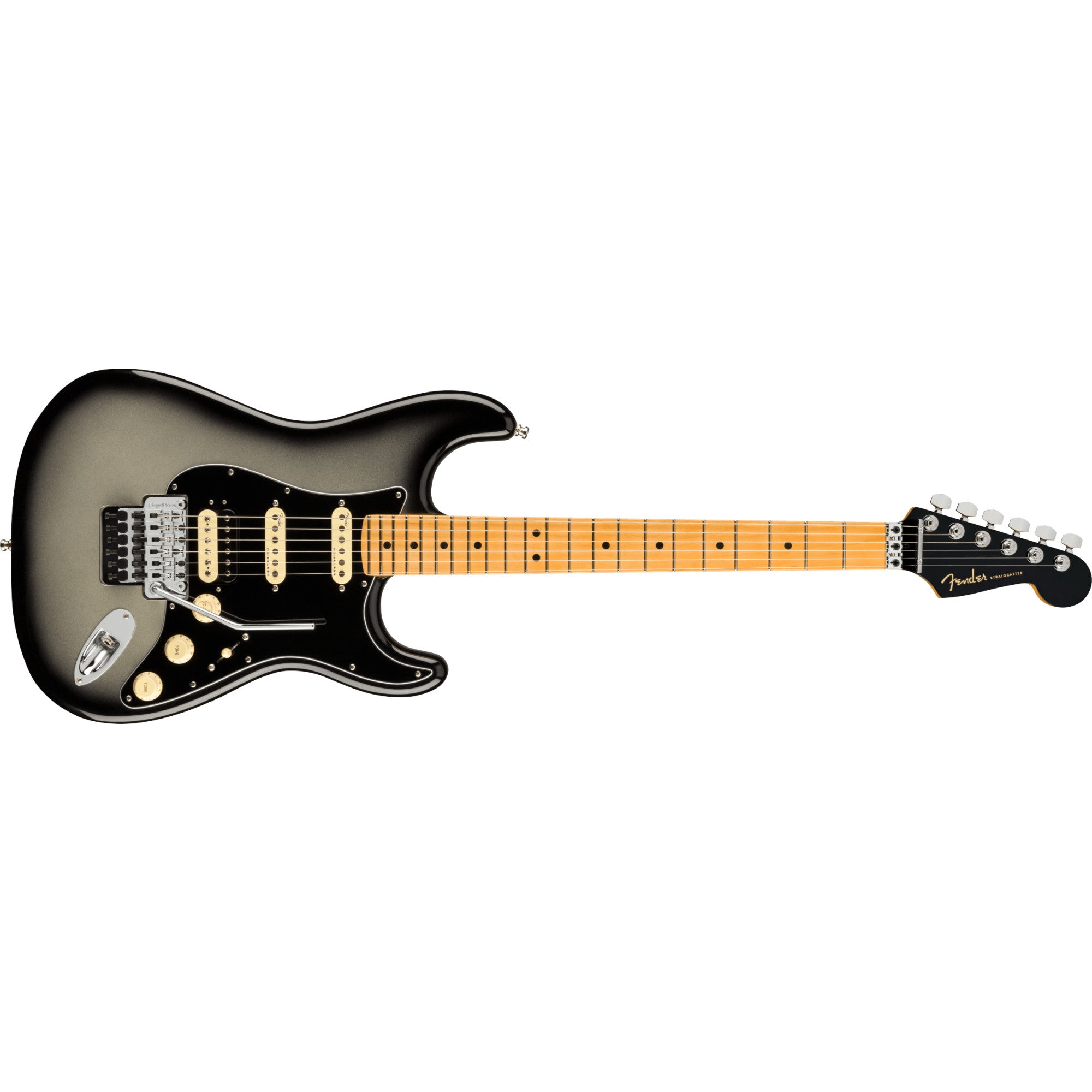 Fender, American Ultra Luxe Stratocaster Floyd Rose HSS Electric Guitar, Silverburst