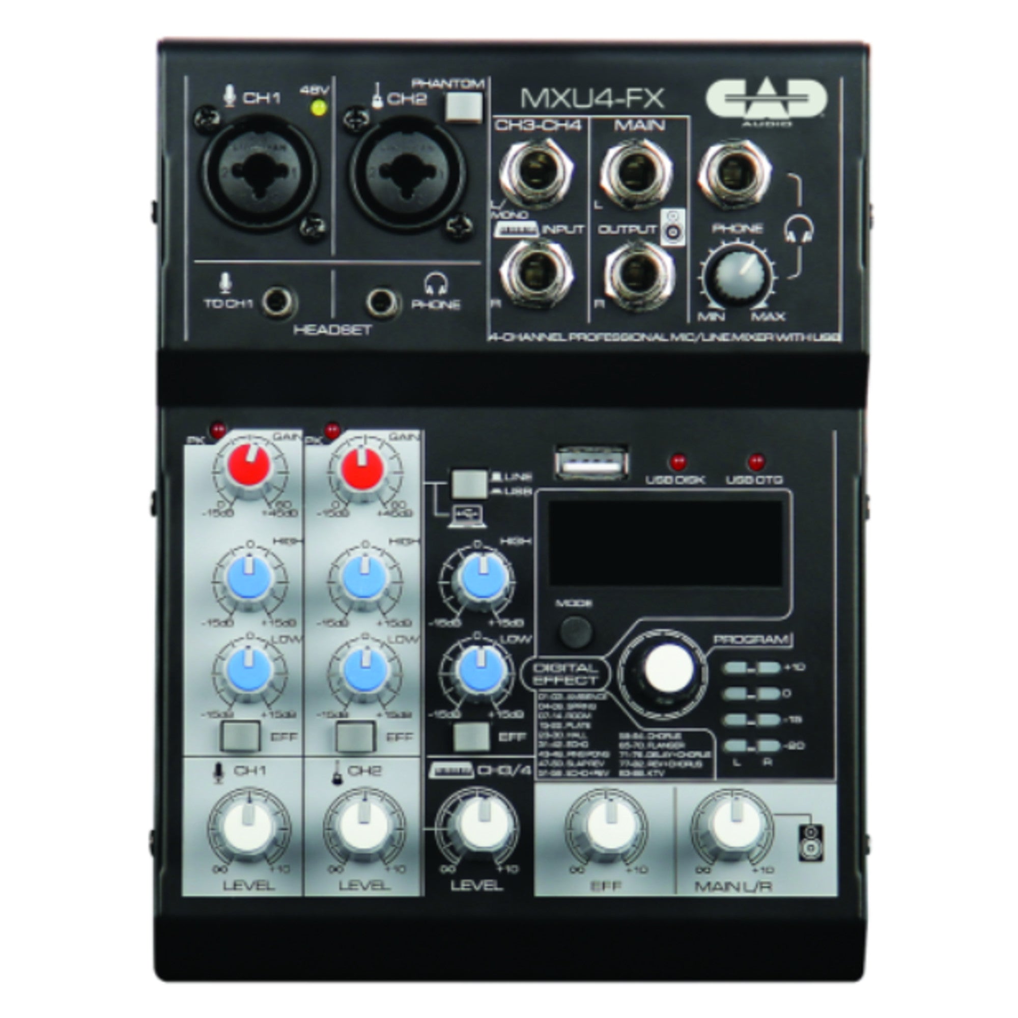CAD Audio, CAD Audio MXU4-FX 4 Channel Mixer with USB Interface and Digital Effects