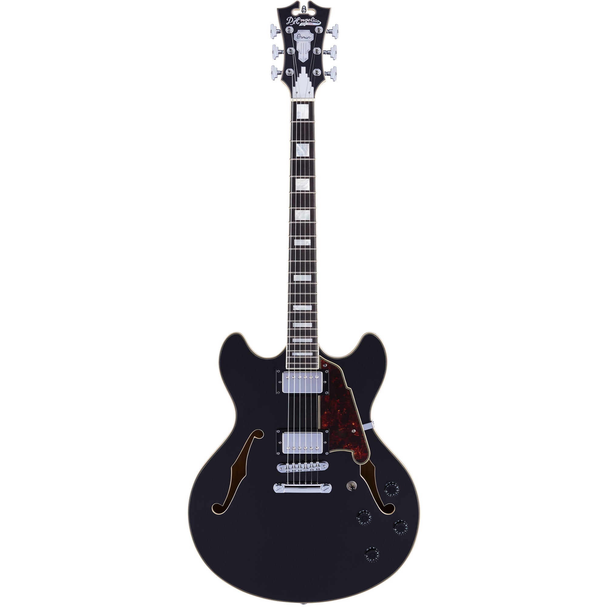 D'Angelico, D’Angelico Premier DC Electric Guitar with Stopbar Tailpiece, Black Flake