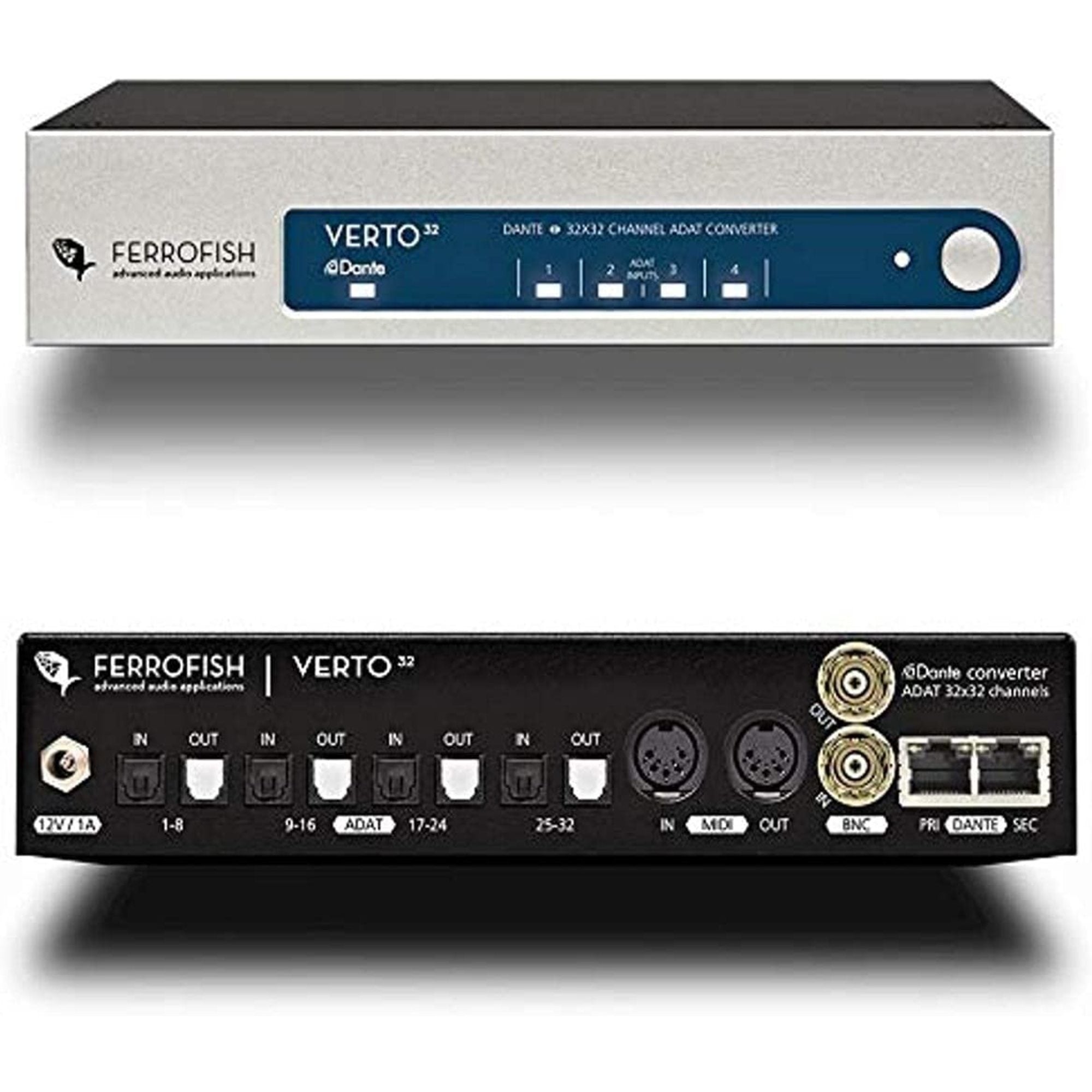 Ferrofish, Ferrofish Verto Analog Multi-Channel Pro Audio Interface ADAT-Dante Converter - 32x32