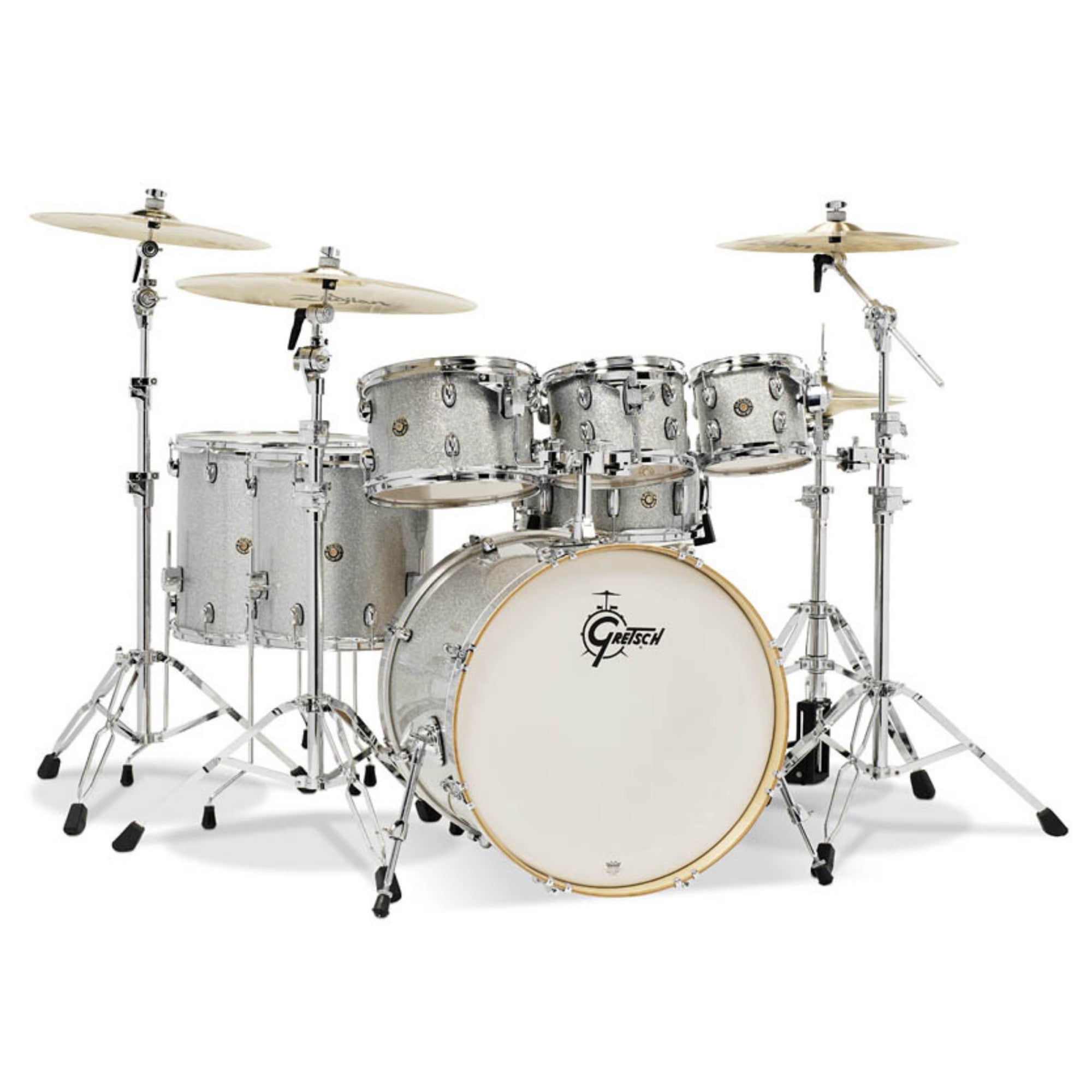 Gretsch, Gretsch Catalina Maple 7-Piece Shell Pack - 22" Bass Drum, Silver Sparkle