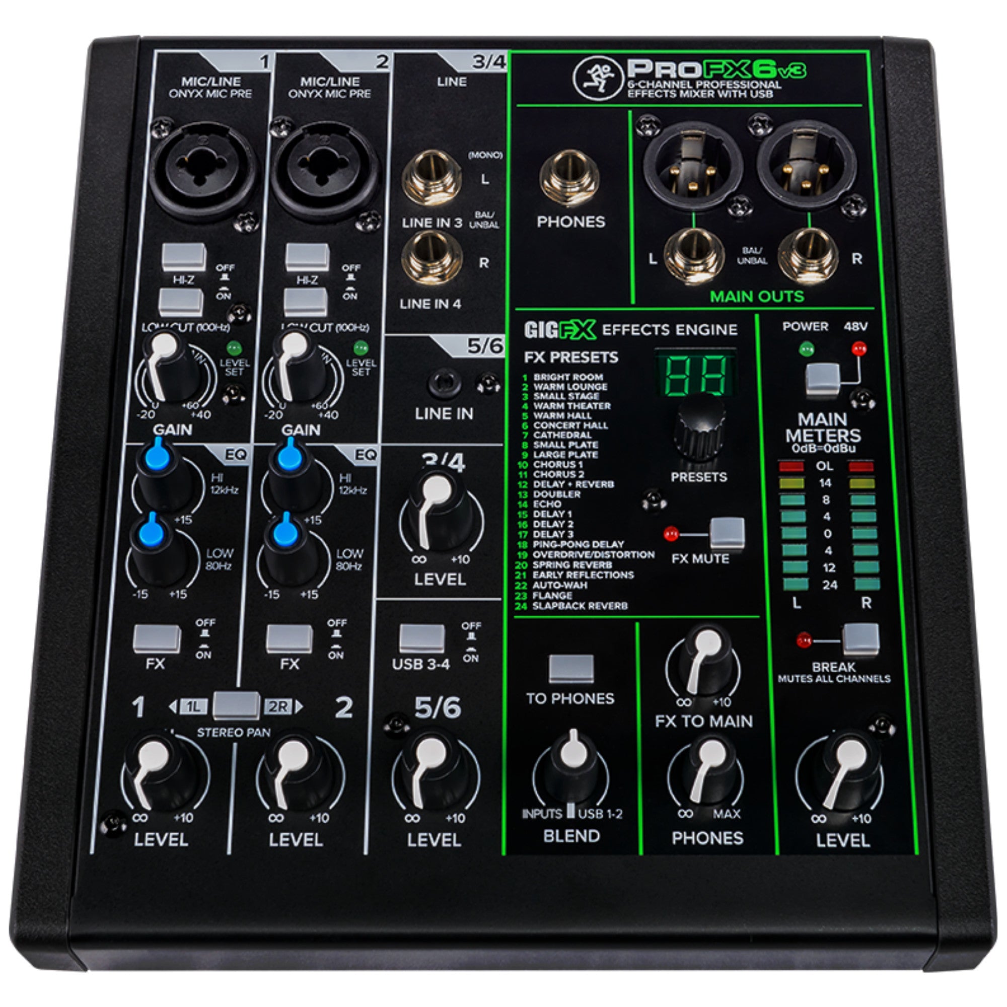 Mackie, Mackie ProFX6v3 6-Channel Professional Effects Mixer with USB