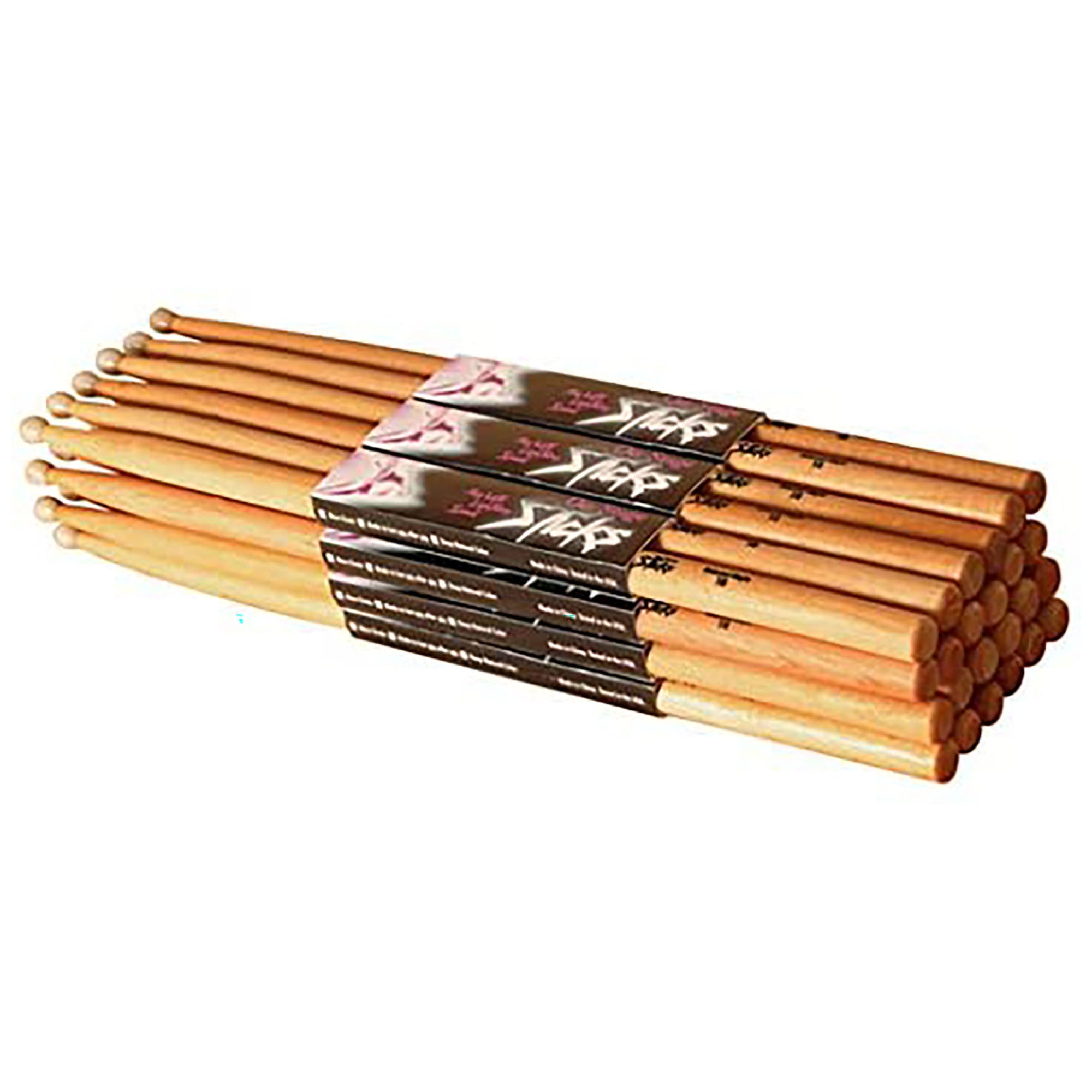 On-Stage, On-Stage Sticks Hickory Drum Sticks - 12-Pair - 5B Wood Tip