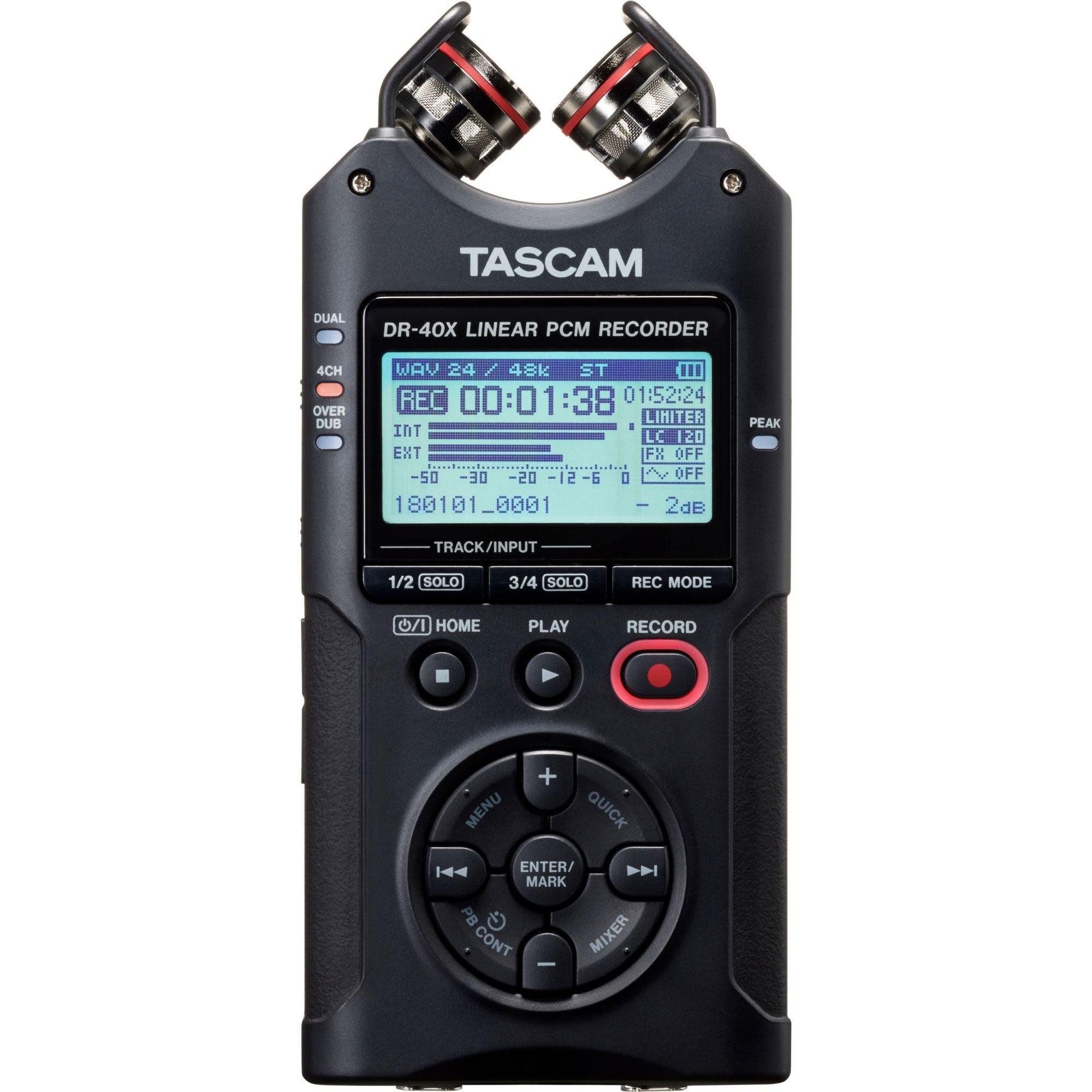 Tascam, Tascam DR-40X Four-Track Digital Audio Recorder and USB Audio Interface, Black
